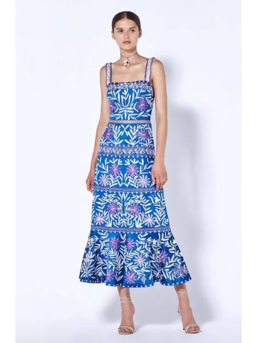 Alexis Alora Embroidered Blue Midi